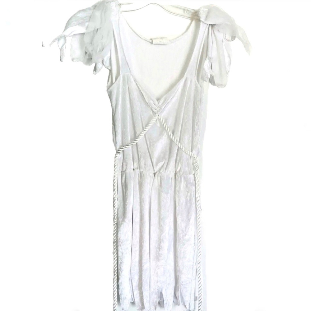 Halloween Childrens Angel Costume White Velvet Dress Greek God Fairy Theatre Fun